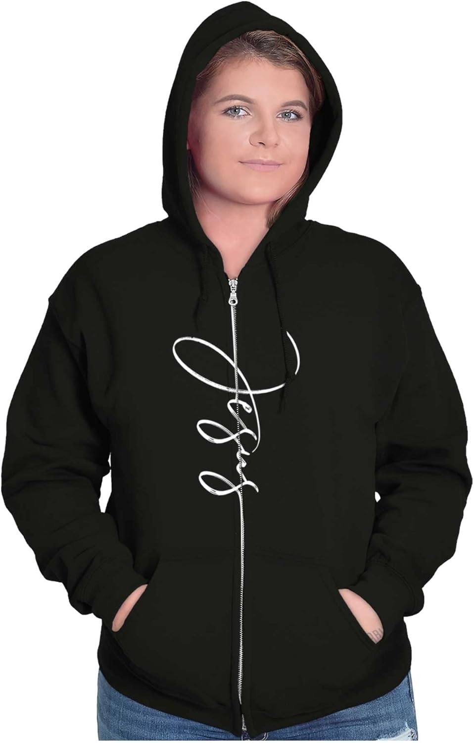 image:imageJesus Christ Cursive Christian Zip Hoodie Sweatshirt Women