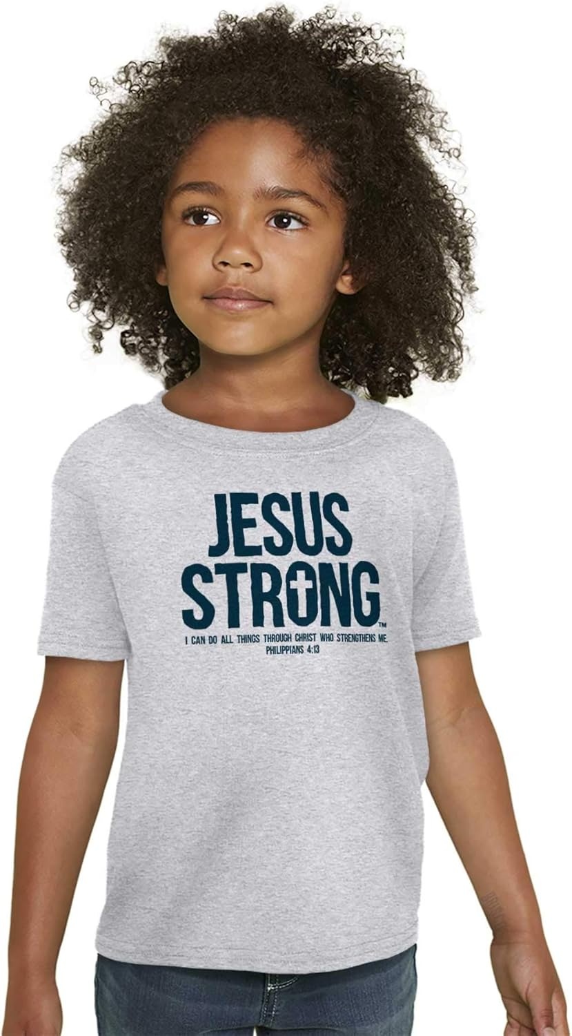 image:imageJesus Strong Philippians 413 Bible Crewneck T Shirts Boy GirlAsh Grey