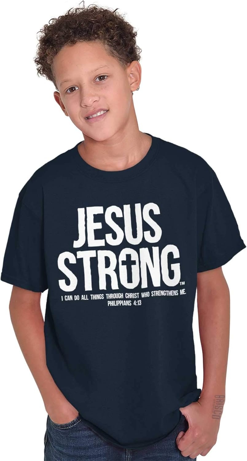 image:imageJesus Strong Philippians 413 Bible Crewneck T Shirts Boy GirlNavy