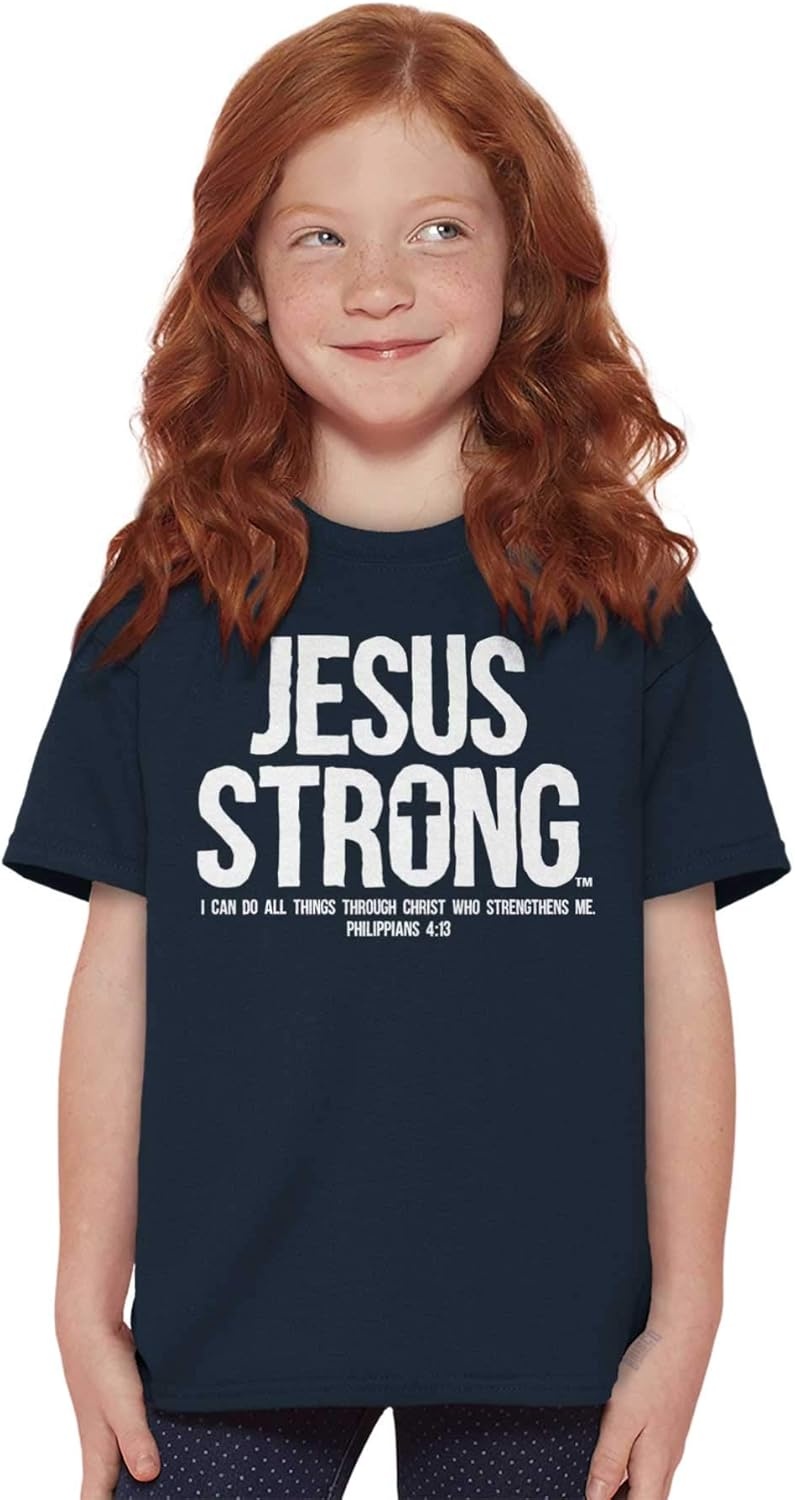 image:imageJesus Strong Philippians 413 Bible Crewneck T Shirts Boy GirlNavy