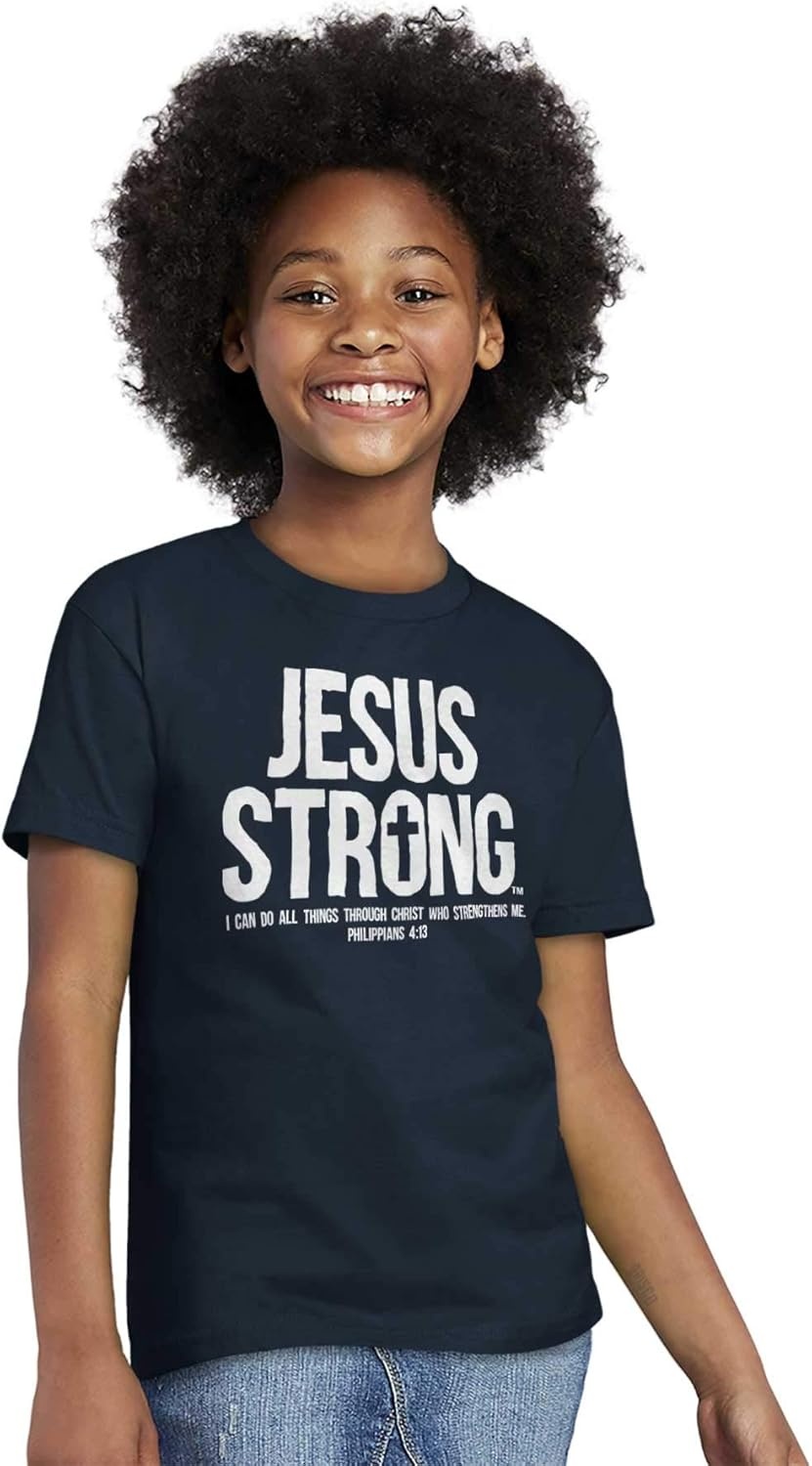 image:imageJesus Strong Philippians 413 Bible Crewneck T Shirts Boy GirlNavy