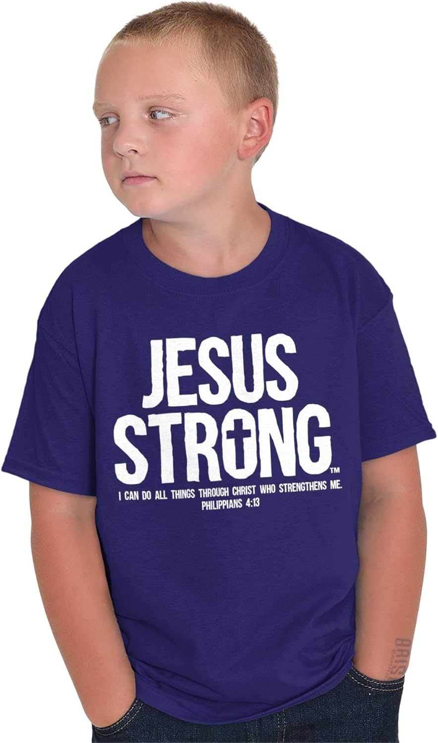 image:imageJesus Strong Philippians 413 Bible Crewneck T Shirts Boy GirlPurple