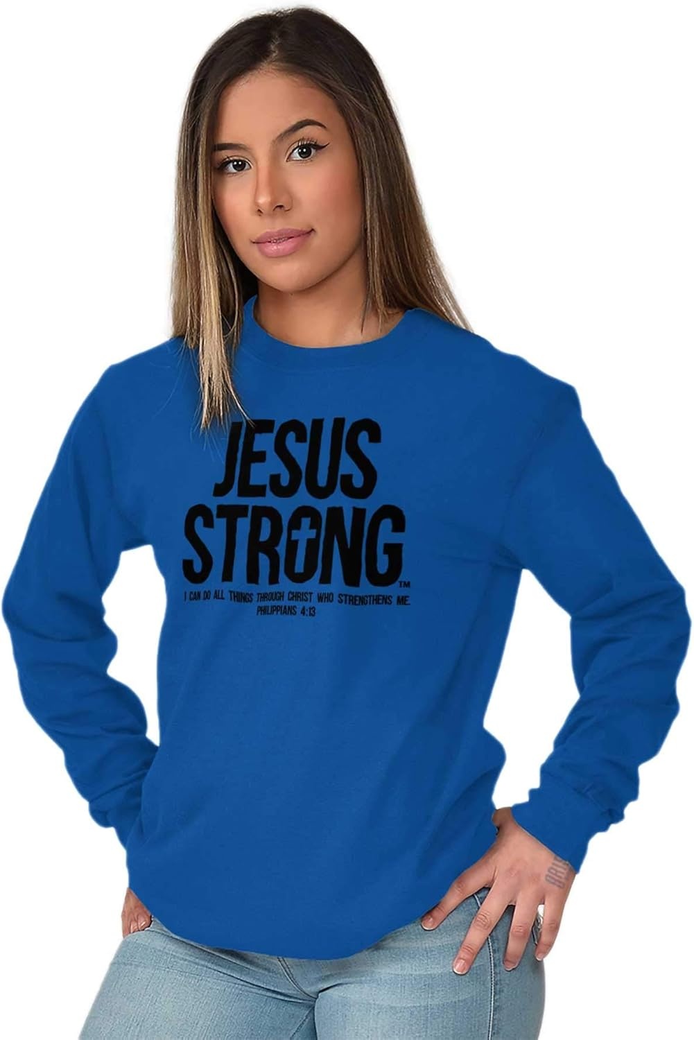 image:imageJesus Strong Philippians 413 Bible Long Sleeve Tshirt Men Women Royal