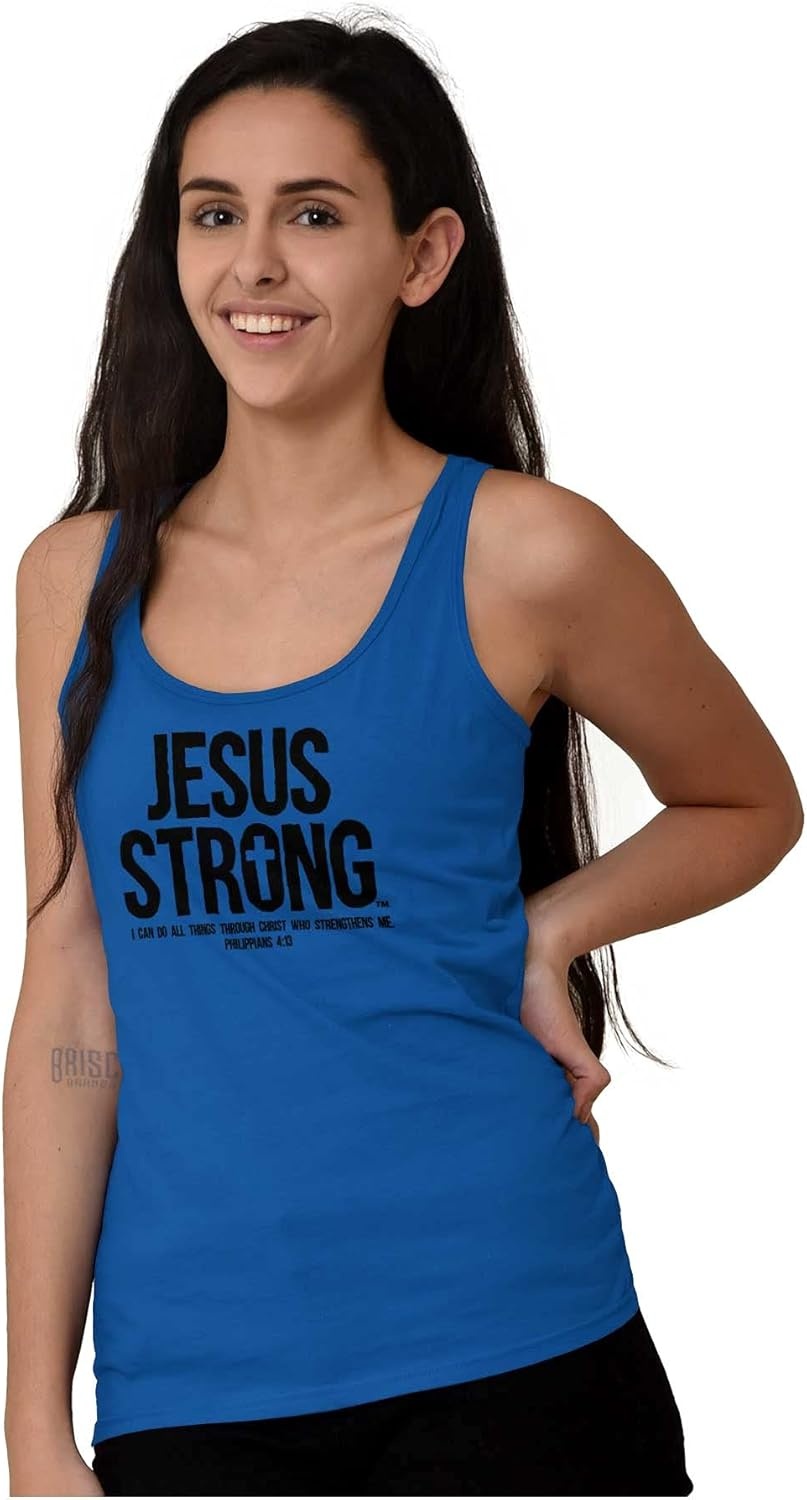 image:imageJesus Strong Philippians 413 Bible Womens Racerback Tank Top Royal