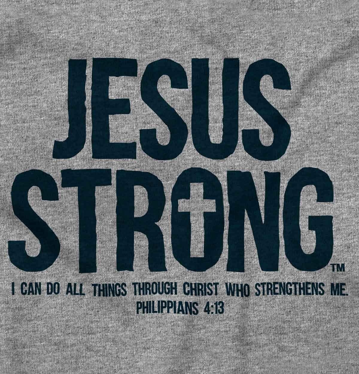 image:imageJesus Strong Philippians 413 Bible Womens Slim Fit Graphic Tee Ash Grey