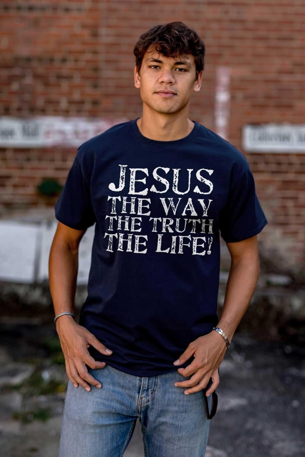 image:imageJesus The Way Truth Life Christian Graphic T Shirt Men or WomenNavy