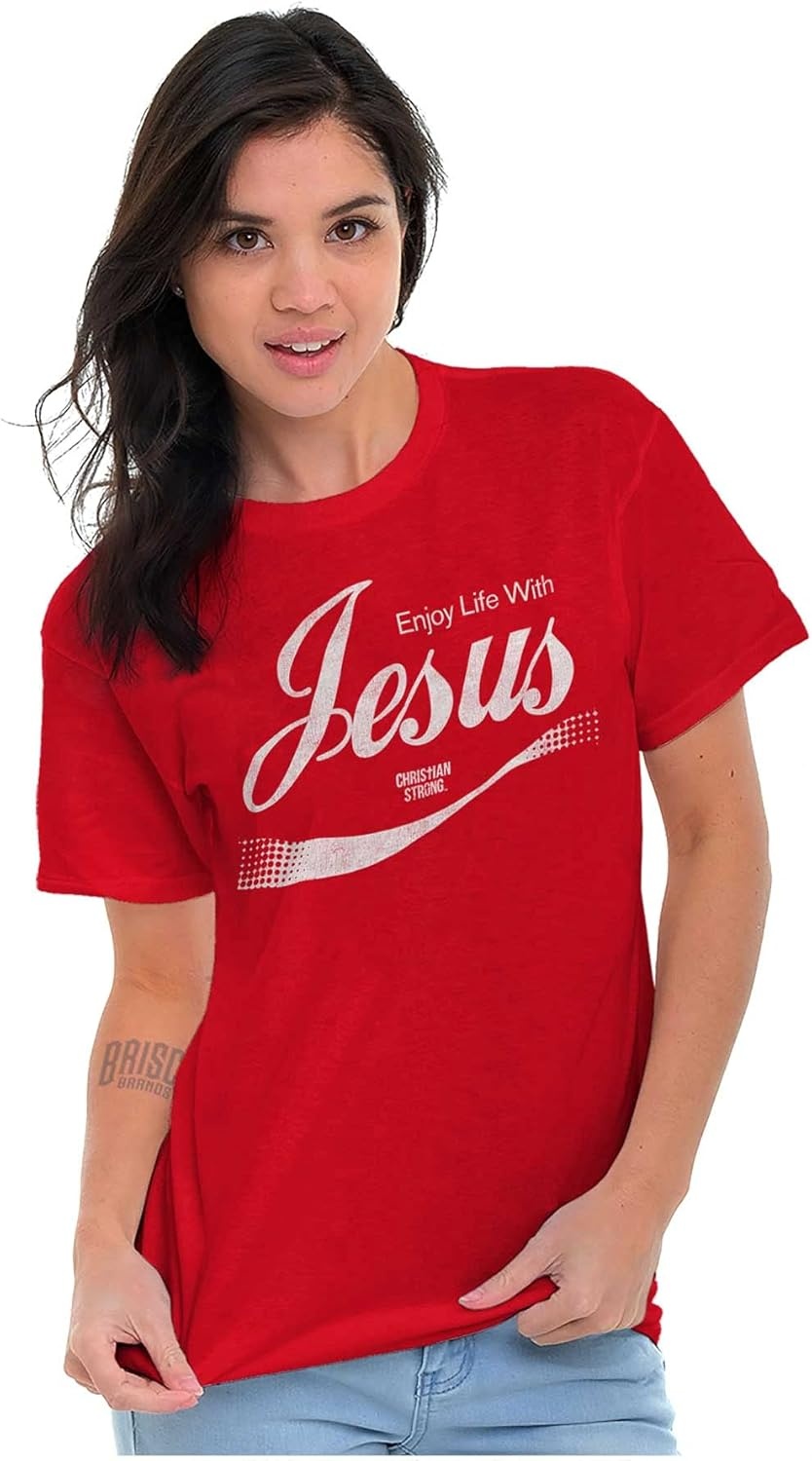 image:imagePunny Christian Enjoy Life with Jesus Graphic T Shirt Men or WomenRed