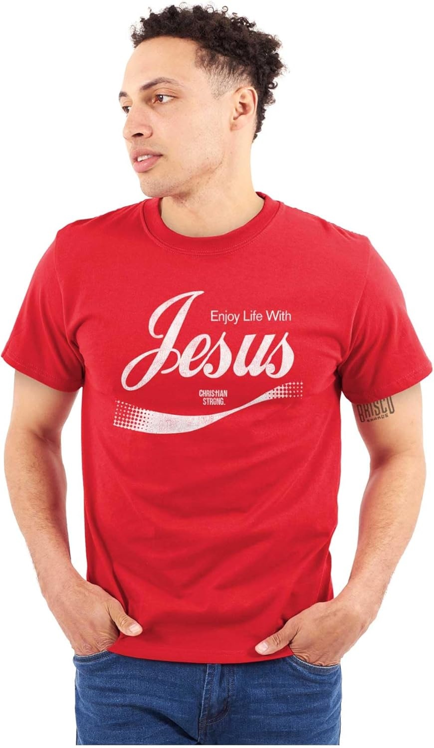 image:imagePunny Christian Enjoy Life with Jesus Graphic T Shirt Men or WomenRed