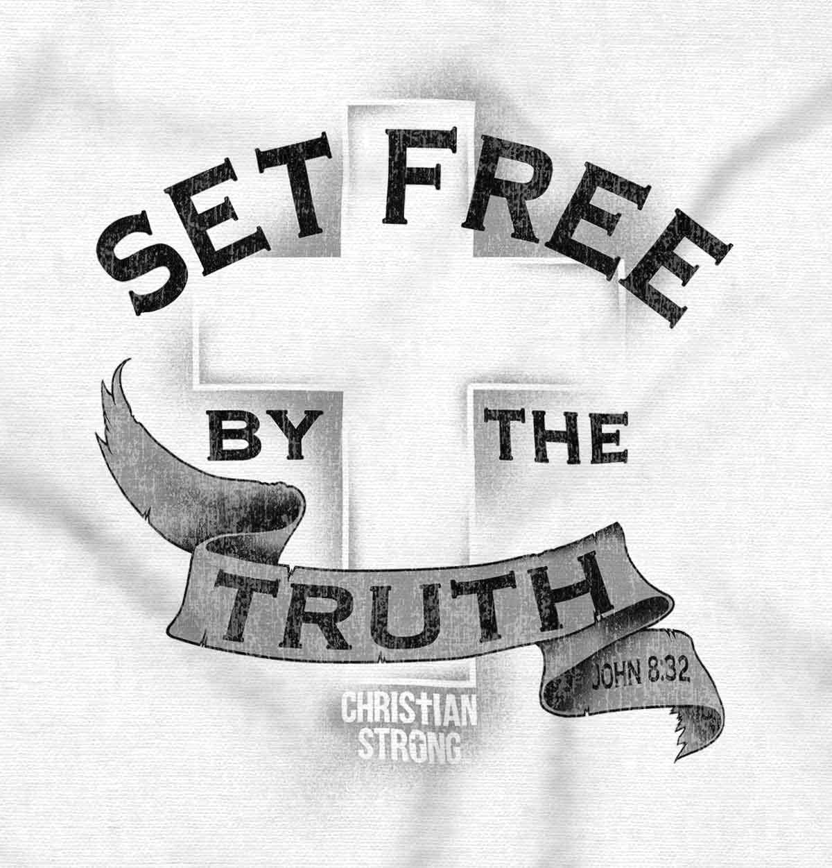 image:imageSet Free by Truth Christian Faith Long Sleeve Tshirt Men WomenWhite