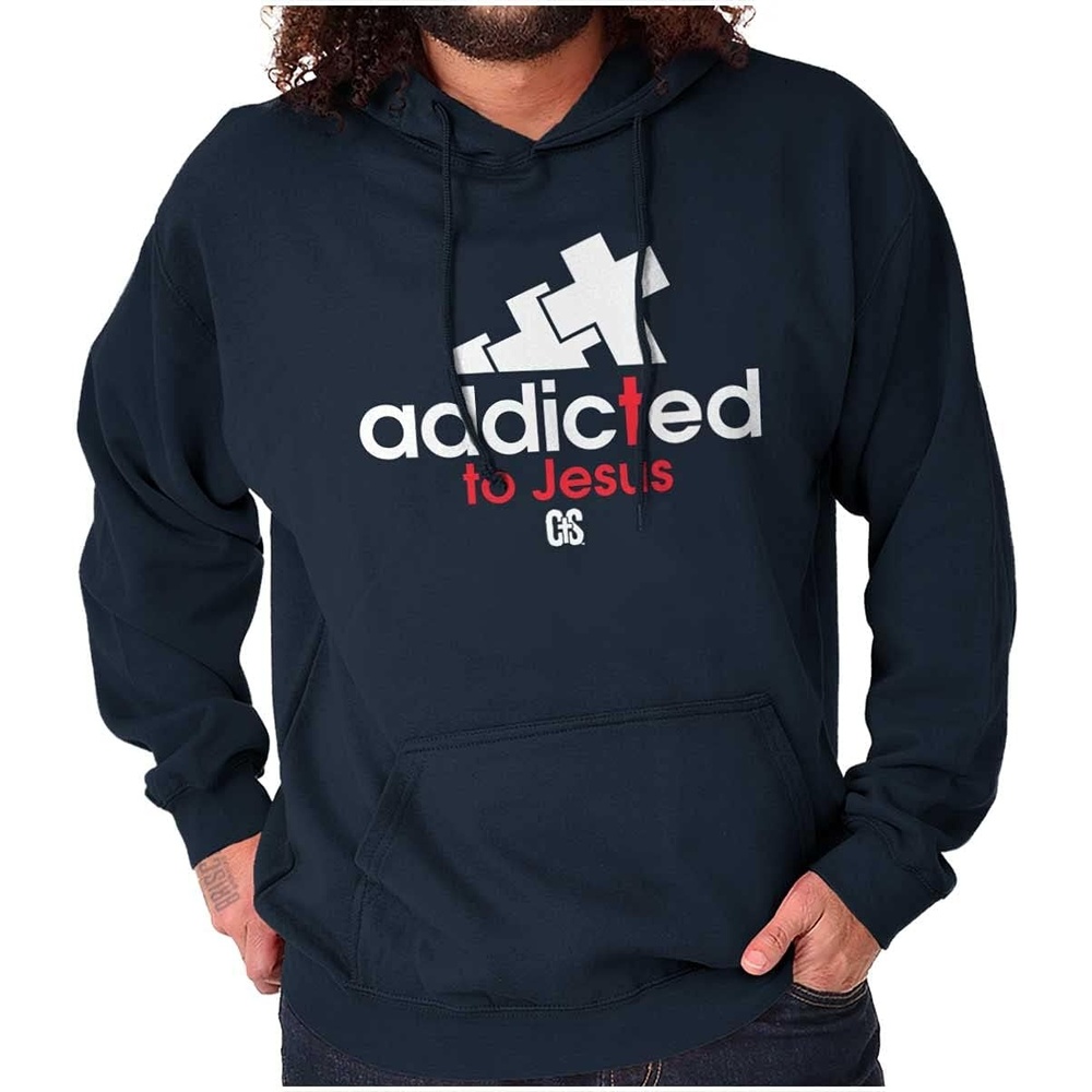 image:imageBrisco Brands Punny Christian Addicted to Jesus Hoodie Sweatshirt Women MenNavy