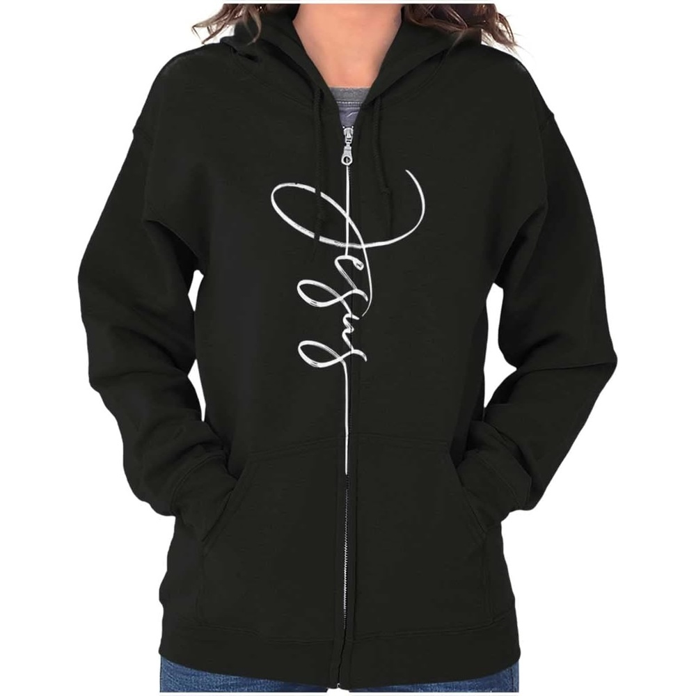 image:imageJesus Christ Cursive Christian Zip Hoodie Sweatshirt Women