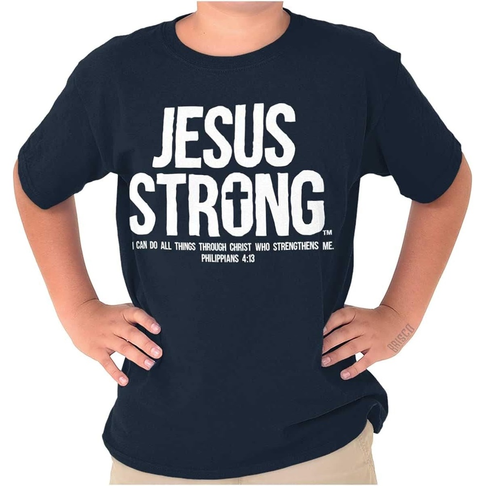 image:imageJesus Strong Philippians 413 Bible Crewneck T Shirts Boy GirlNavy