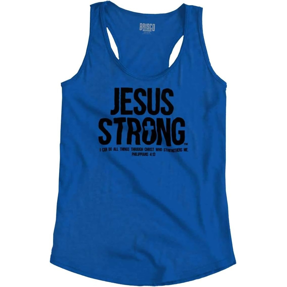 image:imageJesus Strong Philippians 413 Bible Womens Racerback Tank Top Royal