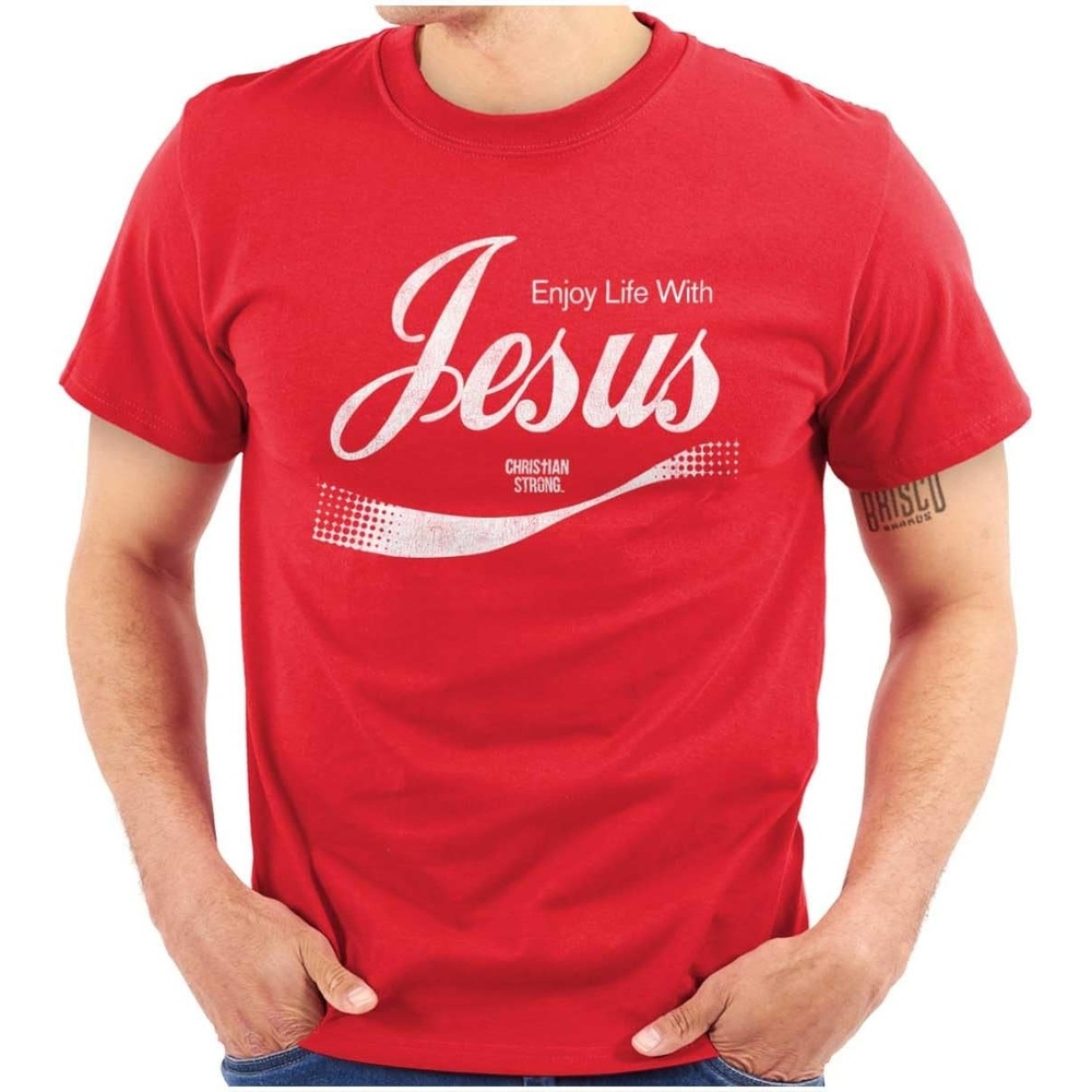 image:imagePunny Christian Enjoy Life with Jesus Graphic T Shirt Men or WomenRed