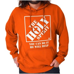 Brisco Brands Punny Christian Holy Spirit Faith Hoodie Sweatshirt Women Men(Orange)