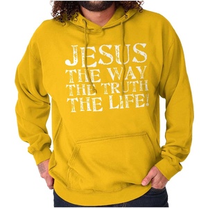 Classic Teaze Jesus The Way Truth Life Christian Hoodie Sweatshirt Women Men Gold