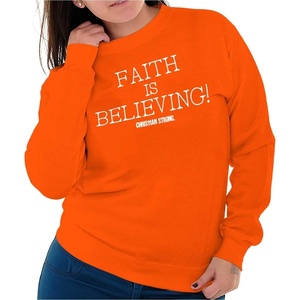 Faith is Believing Christian Love Women Crewneck Sweatshirt(Orange)