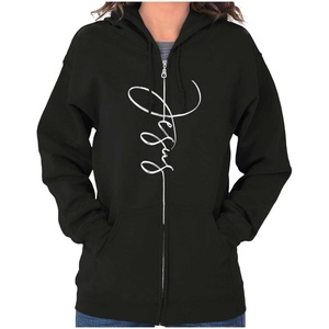 Jesus Christ Cursive Christian Zip Hoodie Sweatshirt Women