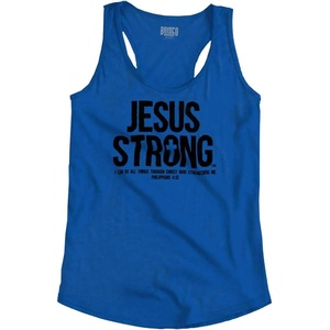 Jesus Strong Philippians 4:13 Bible Womens Racerback Tank Top Royal