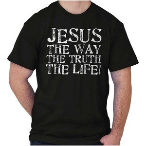 Jesus The Way Truth Life Christian Graphic T Shirt Men or Women(Black)