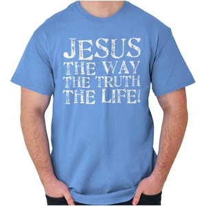 Jesus The Way Truth Life Christian Graphic T Shirt Men or Women(Carolina Blue)