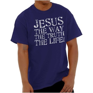 Jesus The Way Truth Life Christian Graphic T Shirt Men or Women(Purple)