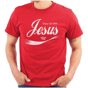 Punny Christian Enjoy Life with Jesus Graphic T Shirt Men or Women(Red)