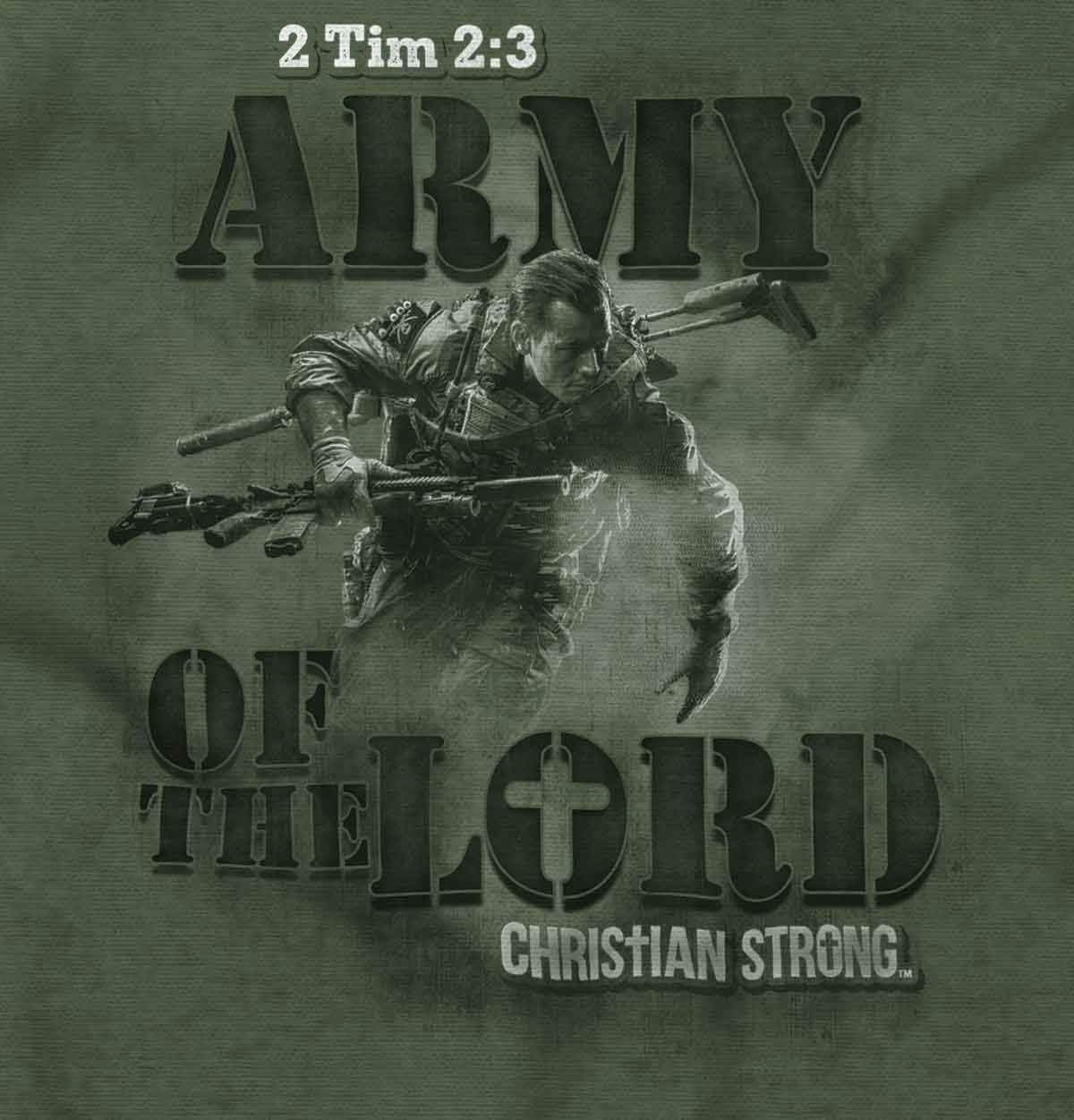 image:imageBrisco Brands Army of The Lord Religious Christian Mens Graphic T Shirt TeesMilitary Green