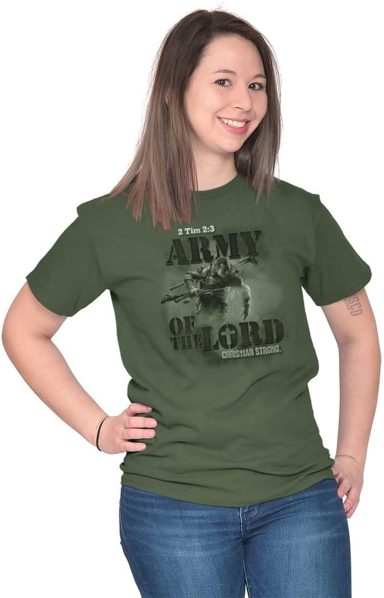 image:imageBrisco Brands Army of The Lord Religious Christian Mens Graphic T Shirt TeesMilitary Green