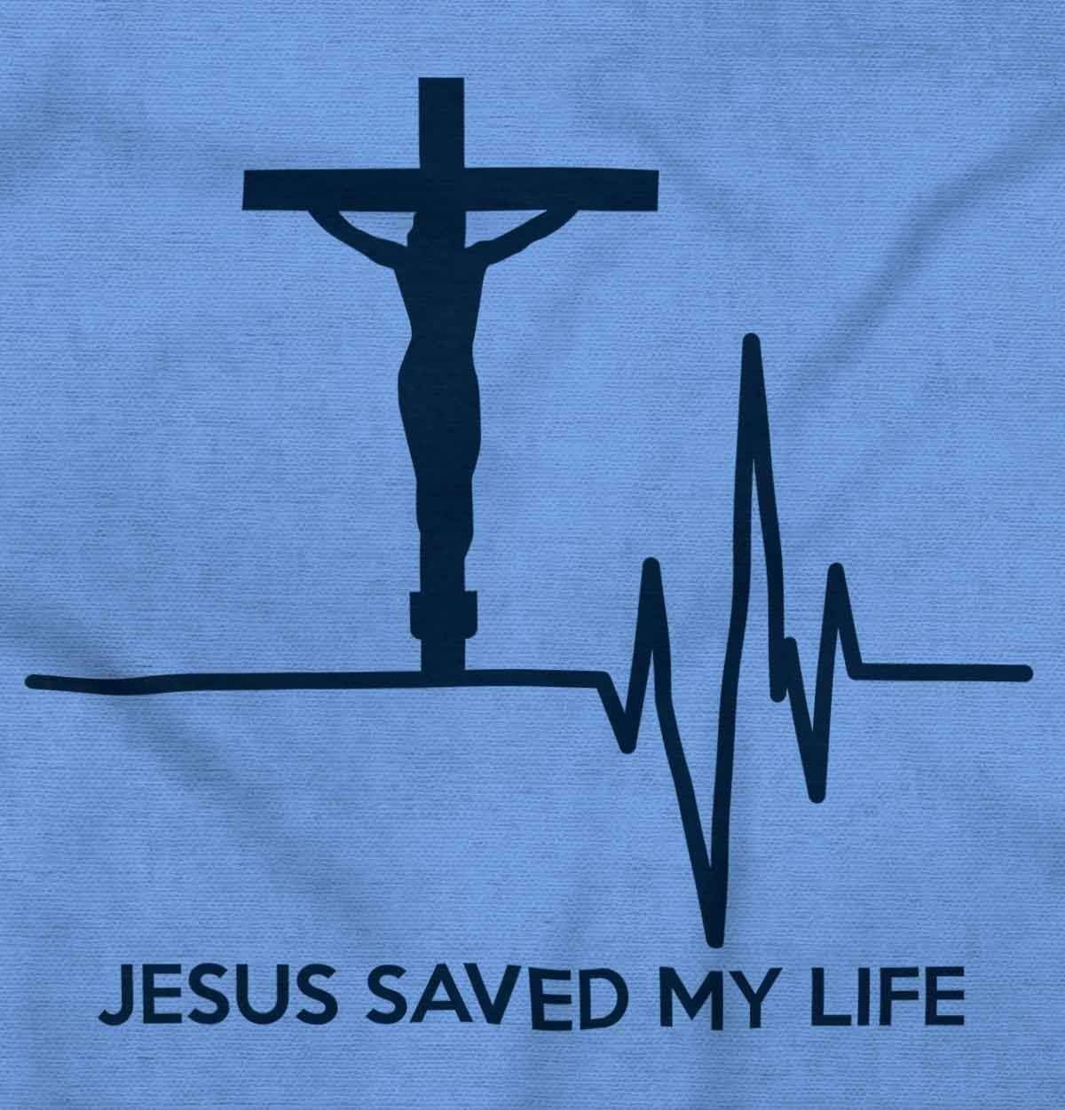 image:imageBrisco Brands Jesus Saved My Life Crucifix Sweatshirt for Men or WomenCarolina Blue