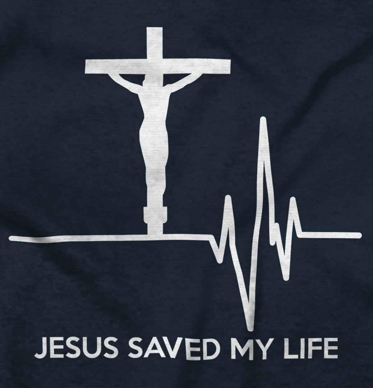 image:imageBrisco Brands Jesus Saved My Life Crucifix Sweatshirt for Men or WomenNavy