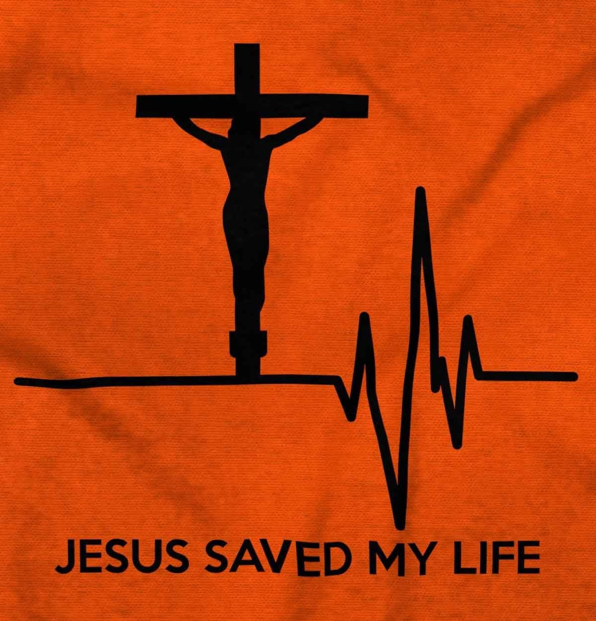 image:imageBrisco Brands Jesus Saved My Life Crucifix Sweatshirt for Men or WomenOrange