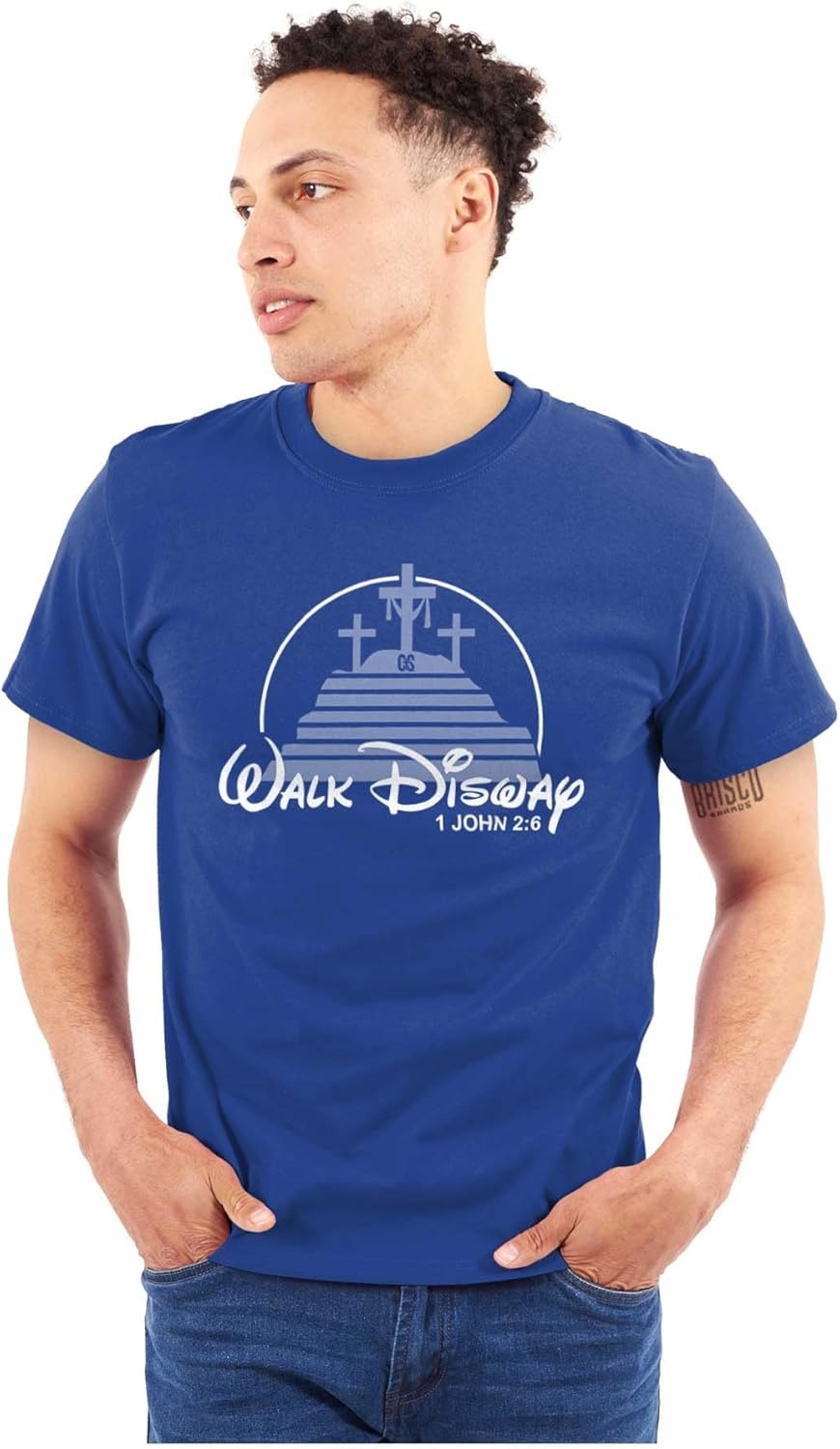 image:imageBrisco Brands Punny Christian Crosses at Calvary Graphic T Shirt Men or WomenRoyal