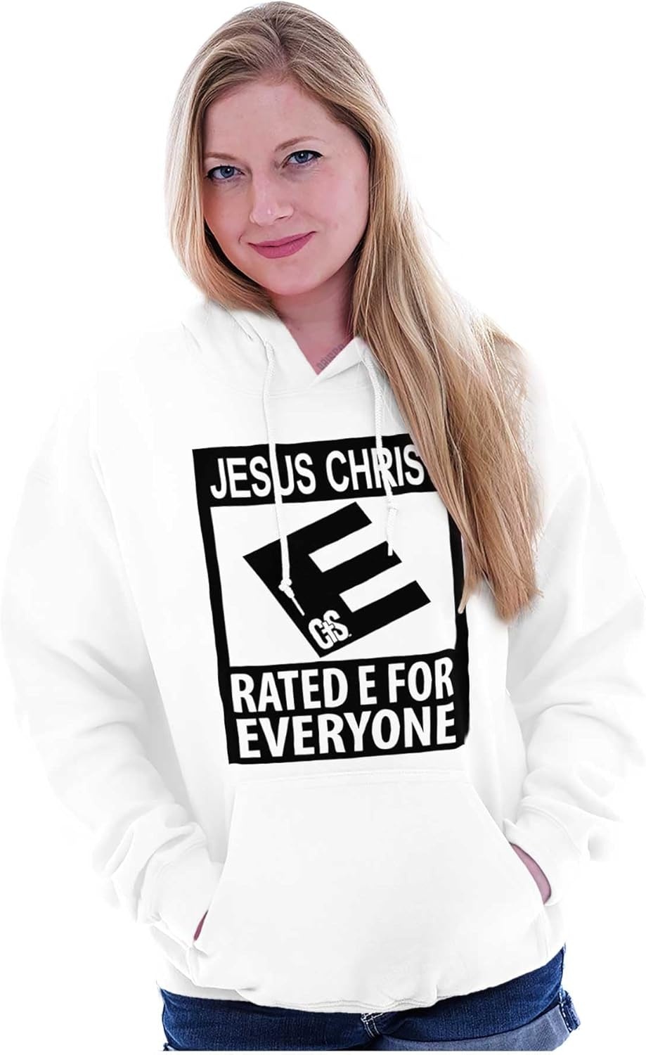 image:imageBrisco Brands Punny Christian Jesus is for Everyone Hoodie Sweatshirt Women MenWhite