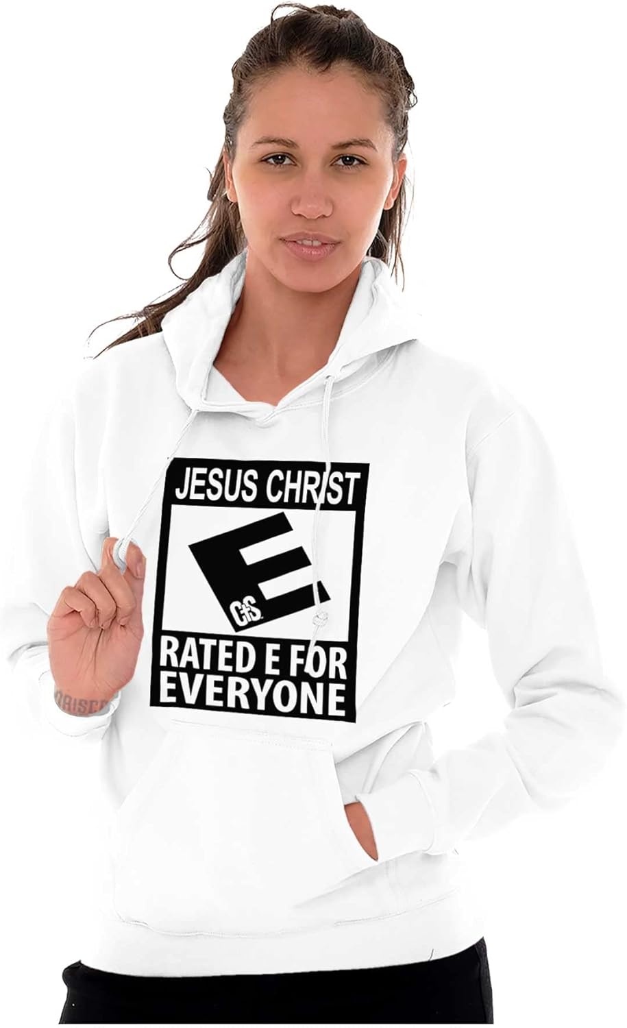 image:imageBrisco Brands Punny Christian Jesus is for Everyone Hoodie Sweatshirt Women MenWhite