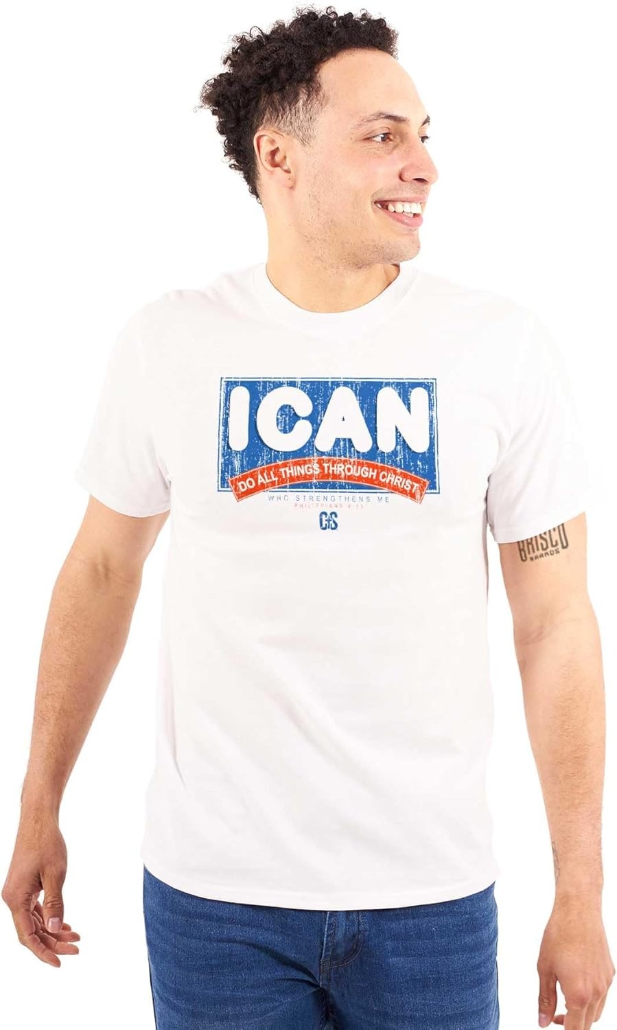 image:imageBrisco Brands Punny Christian Phillipians Quote Graphic T Shirt Men or WomenWhite