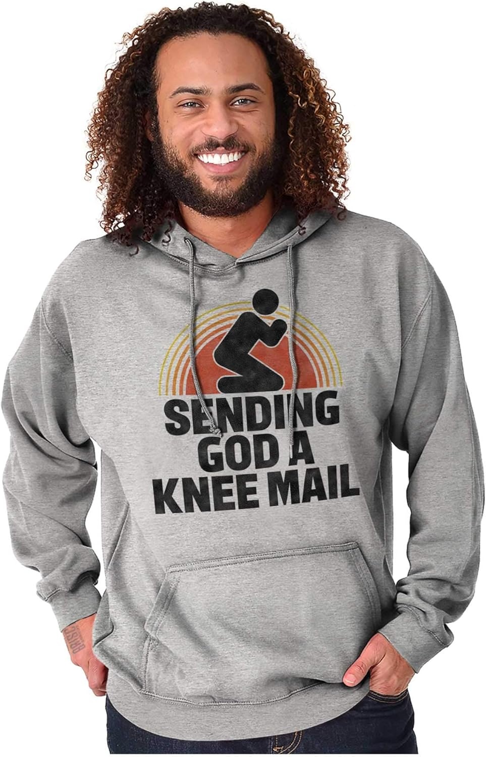 image:imageBrisco Brands Sending God A Knee Mail Christian Hoodie Sweatshirt Women MenSport Grey