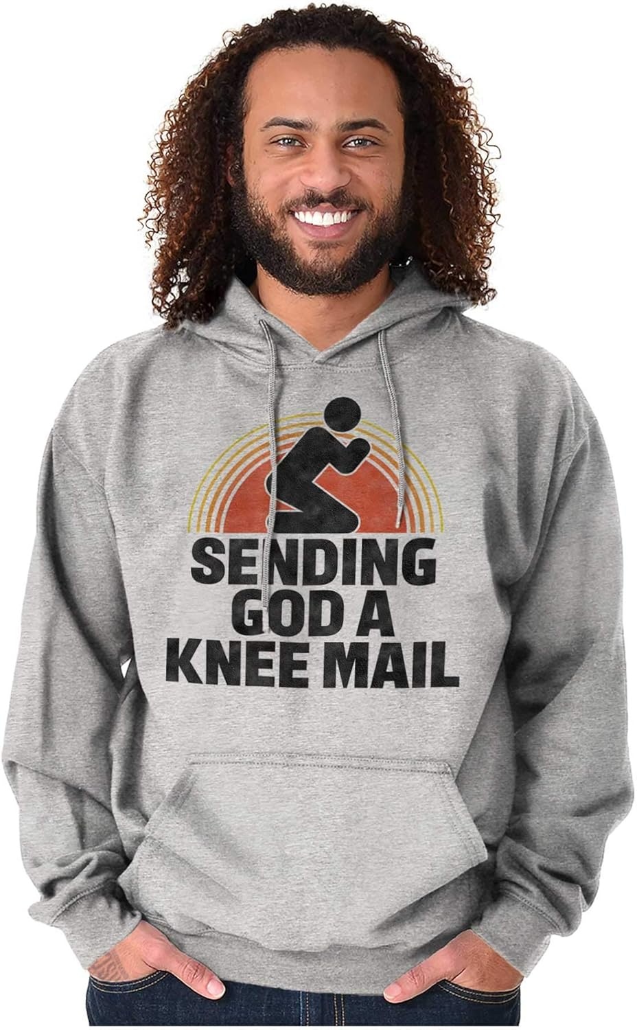 image:imageBrisco Brands Sending God A Knee Mail Christian Hoodie Sweatshirt Women MenSport Grey