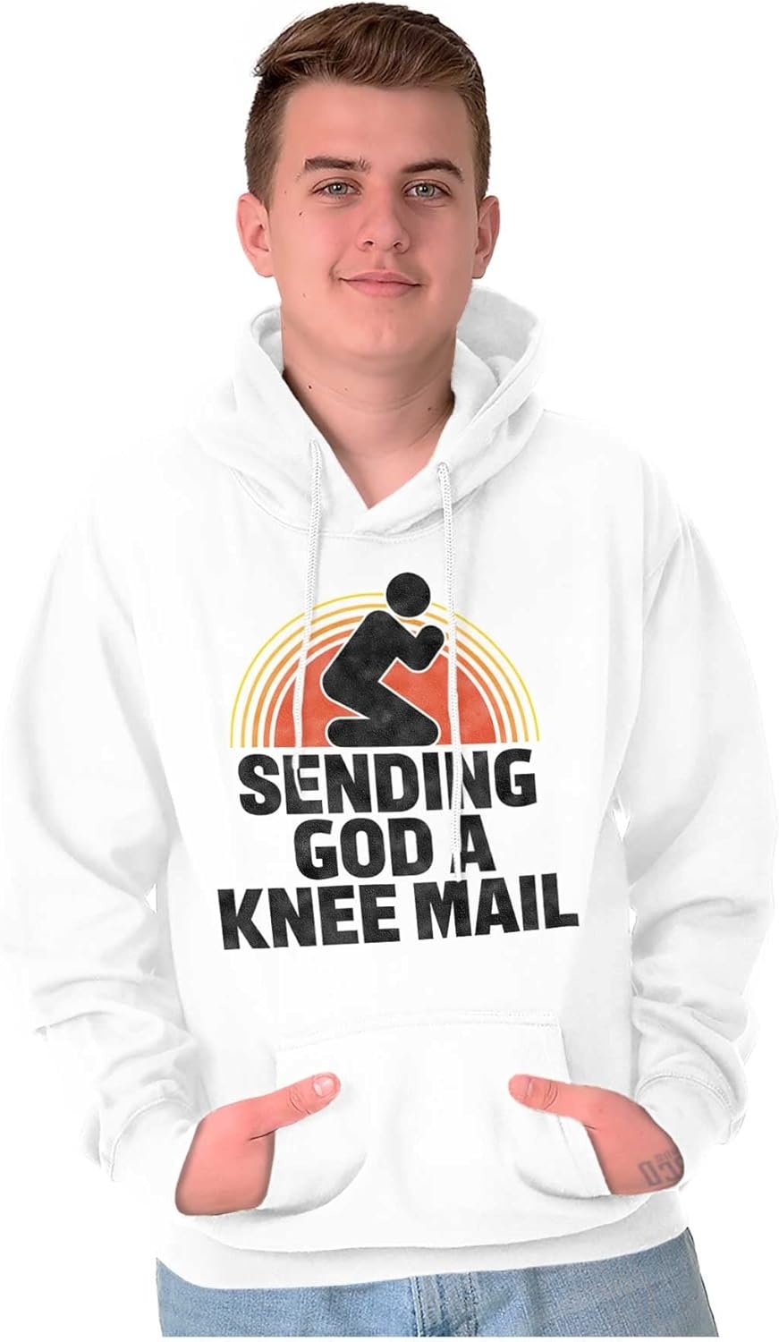 image:imageBrisco Brands Sending God A Knee Mail Christian Hoodie Sweatshirt Women MenWhite