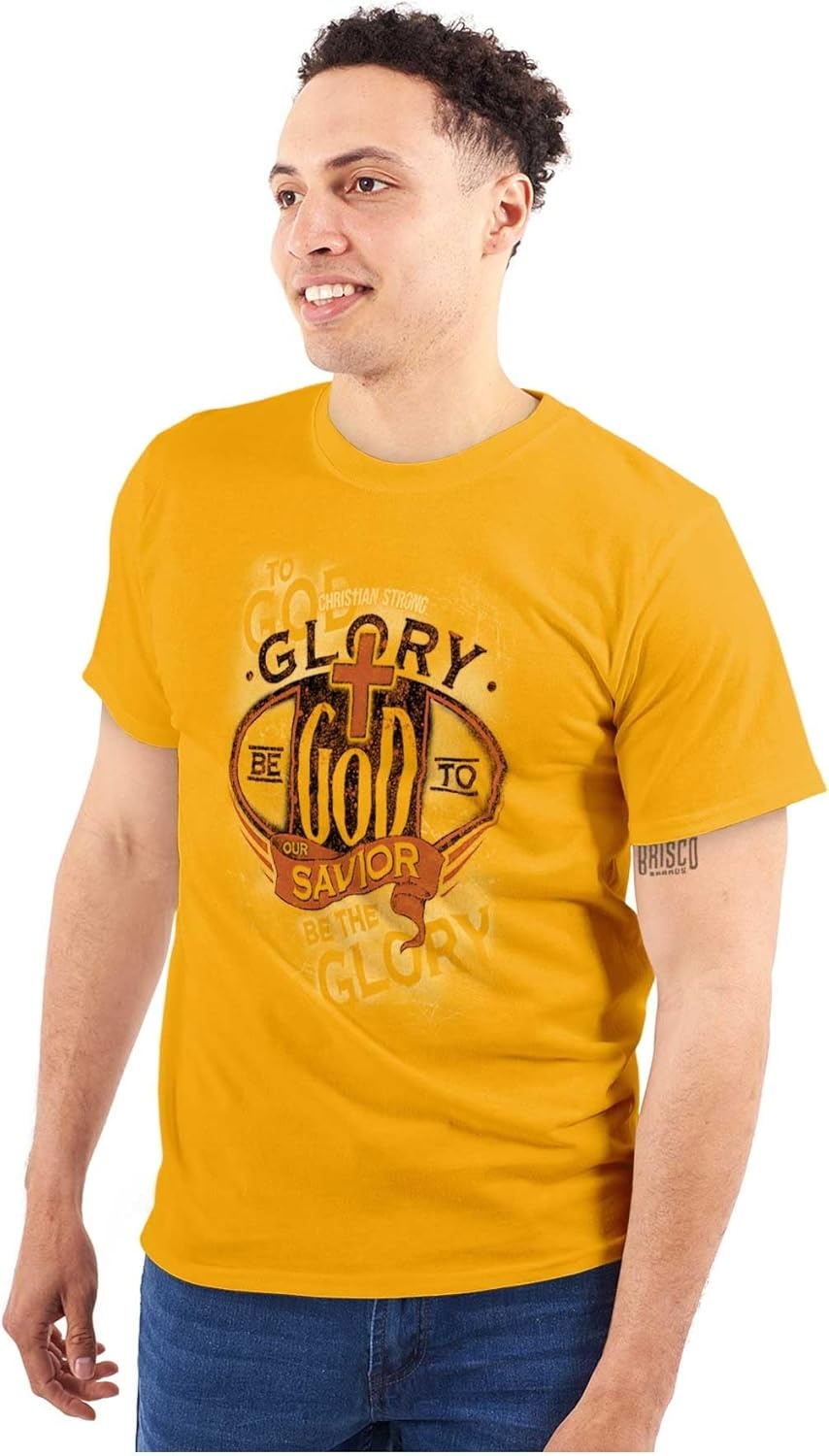 image:imageChristian Strong Glory Be to God Religious Faith Graphic T Shirt Men or Women Gold
