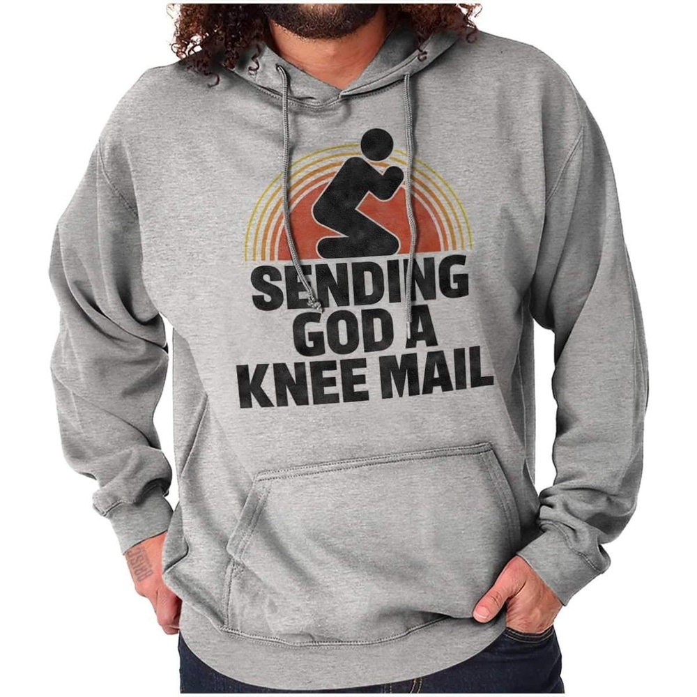 image:imageBrisco Brands Sending God A Knee Mail Christian Hoodie Sweatshirt Women MenSport Grey