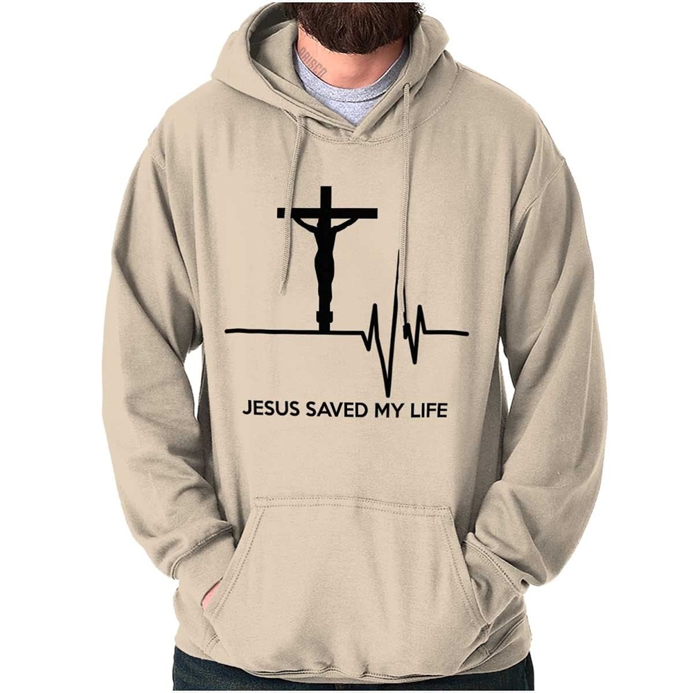 image:imageChristian Strong Jesus Saved My Life Crucifix Hoodie Sweatshirt Women Men Sand