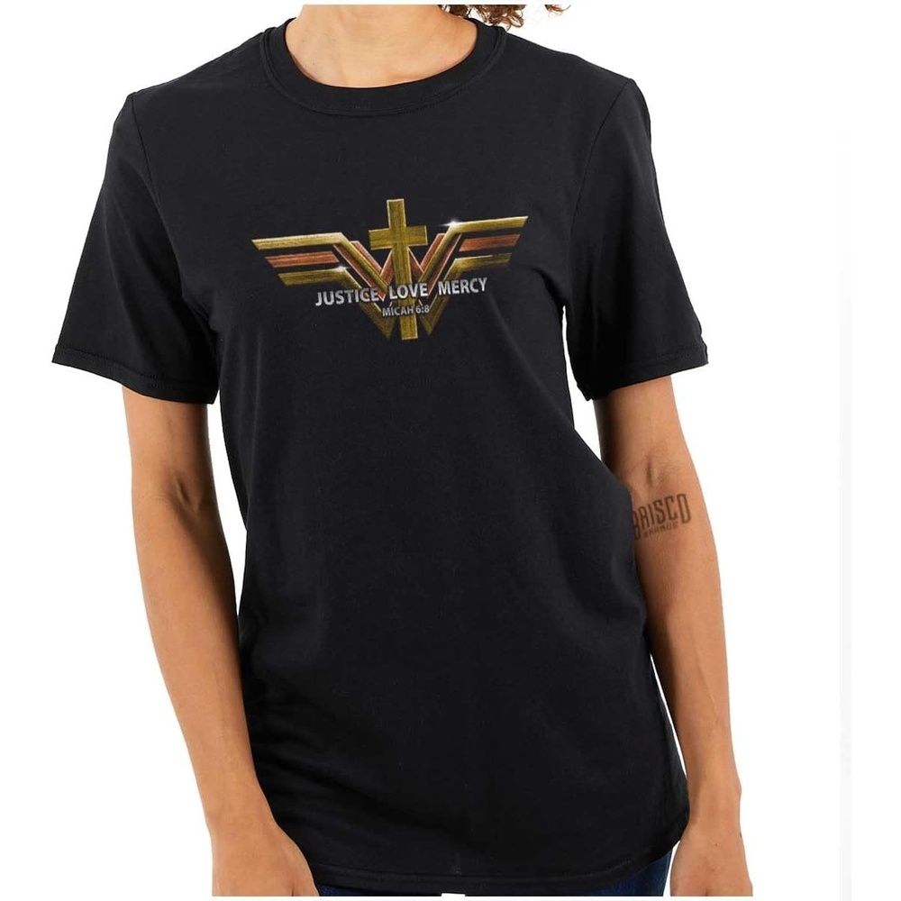 image:imageJustice Love Mercy Cross Micah 68 Womens Graphic T Shirt TeesBlack