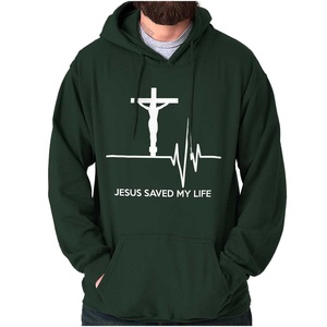 Christian Strong Jesus Saved My Life Crucifix Hoodie Sweatshirt Women Men Forest Green