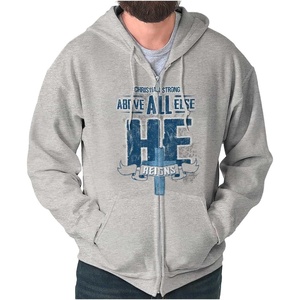 He Reigns Above Christian Jesus Faith Zip Hoodie Sweatshirt Men(Sport Grey)