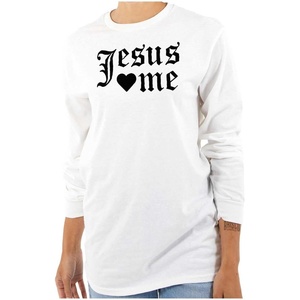 Jesus Loves Me Religious Christian Women’s Long Sleeve T Shirt(White)