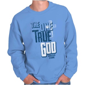 One True God Christian Cross Men’s Crewneck Sweatshirt(Carolina Blue)