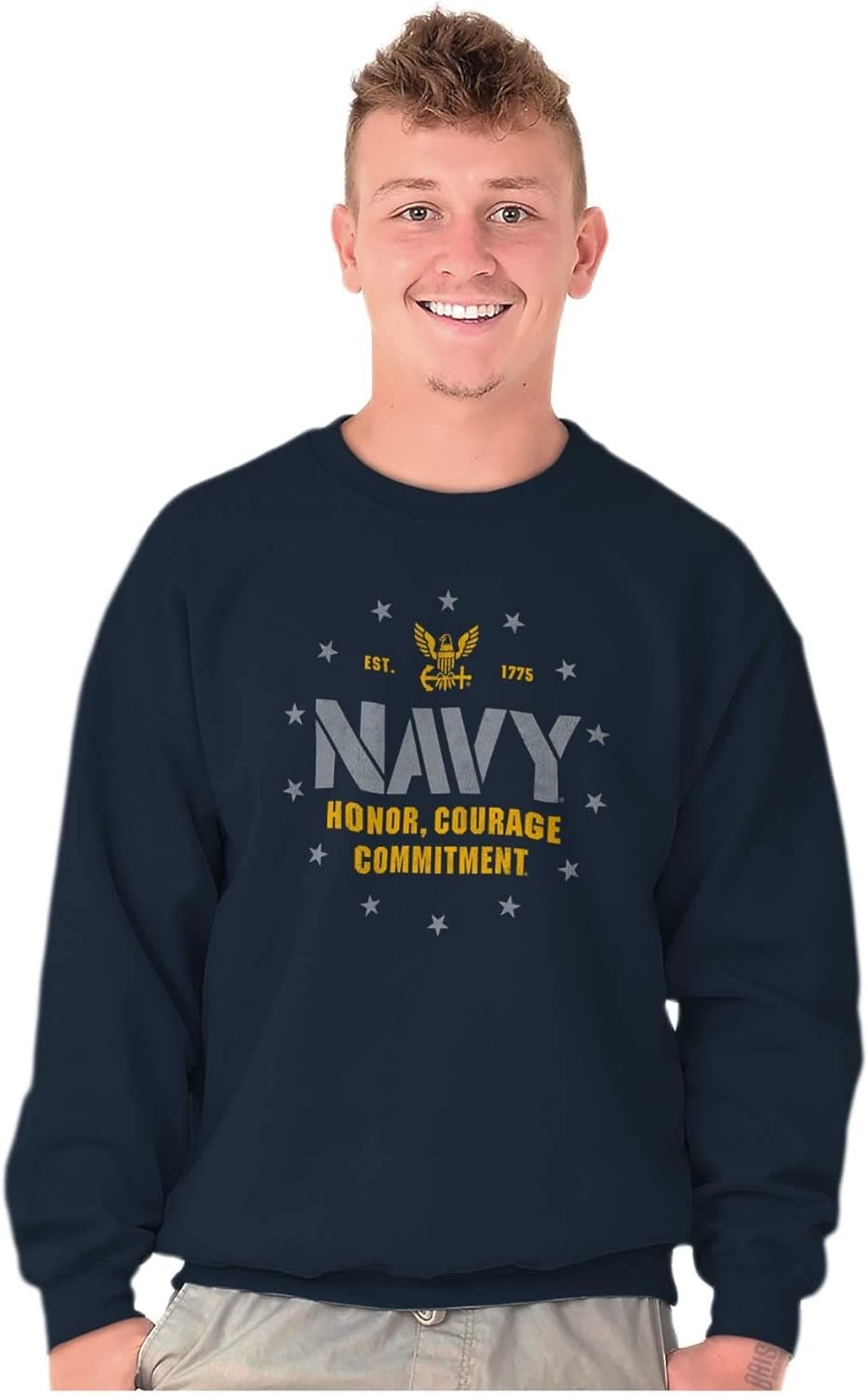 image:imageBrisco Brands Est 1775 Navy Honor Courage Commit Sweatshirt for Men or WomenNavy
