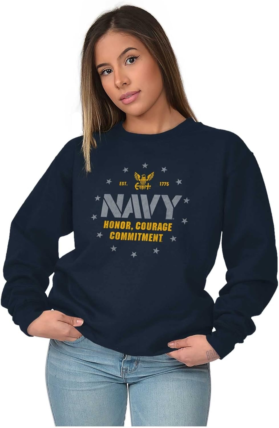 image:imageBrisco Brands Est 1775 Navy Honor Courage Commit Sweatshirt for Men or WomenNavy