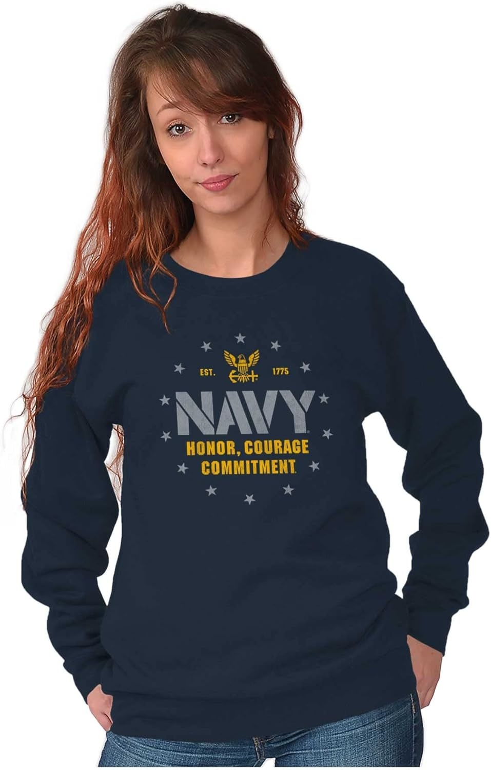 image:imageBrisco Brands Est 1775 Navy Honor Courage Commit Sweatshirt for Men or WomenNavy